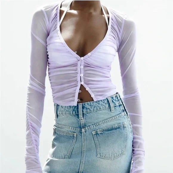 Zara ruched tulle top - Picture 2 of 4